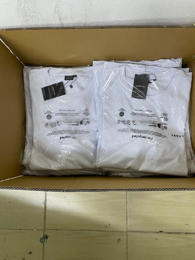 Packed private label garments ready for international shipment