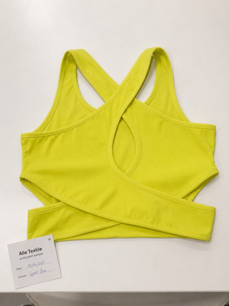 Sports bra manufactured by Alle Textile in Turkey for private label production