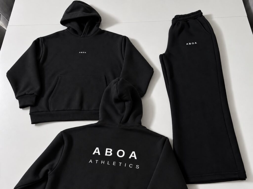 Private label hoodie and jogger set manufacturing in Turkey by Alle Textile