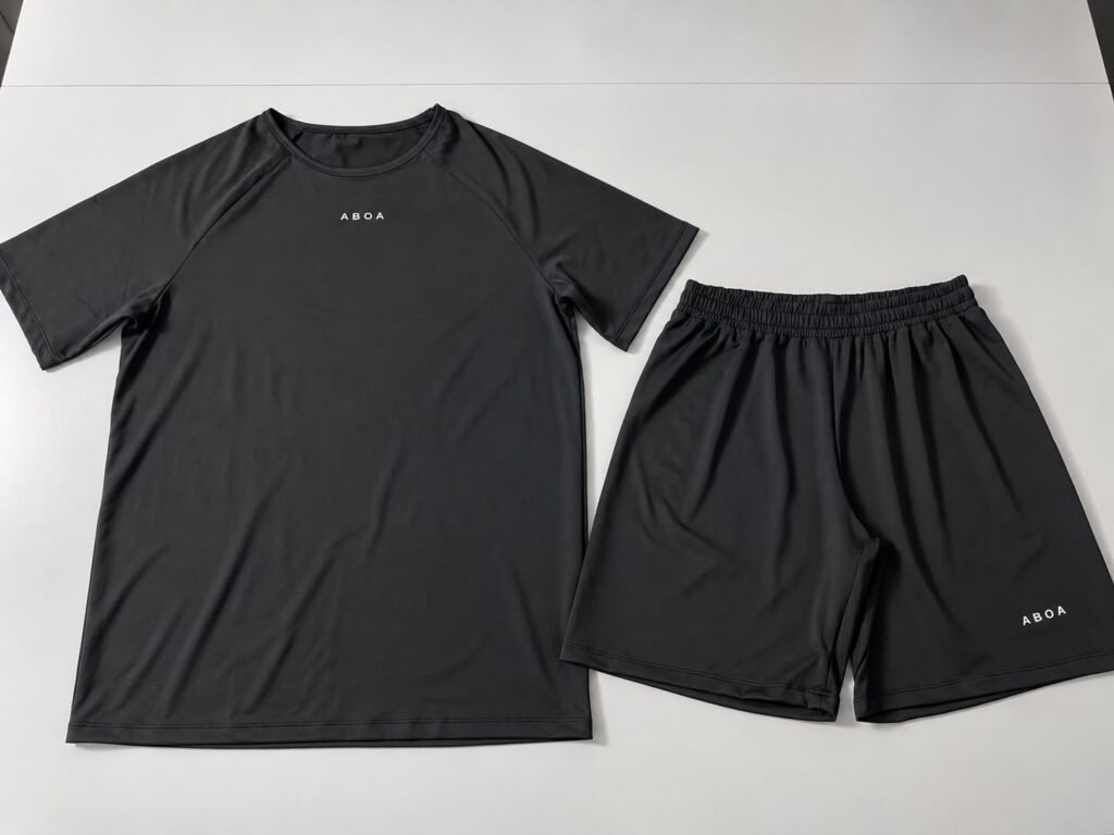 Private label mens activewear tshirt and short set manufacturing in Turkey by Alle Textile
