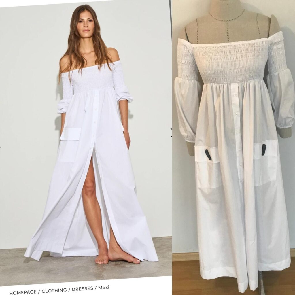 Fashion model wearing cotton dress – designed and manufactured in Turkey by Alle Textile