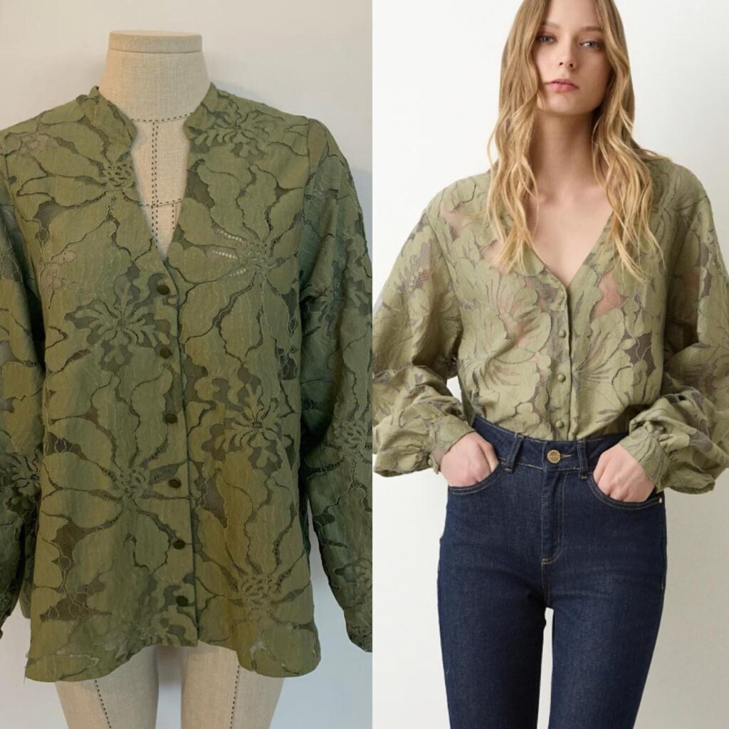 Female model wearing shirt – made in Turkey by Alle Textile for international fashion brand